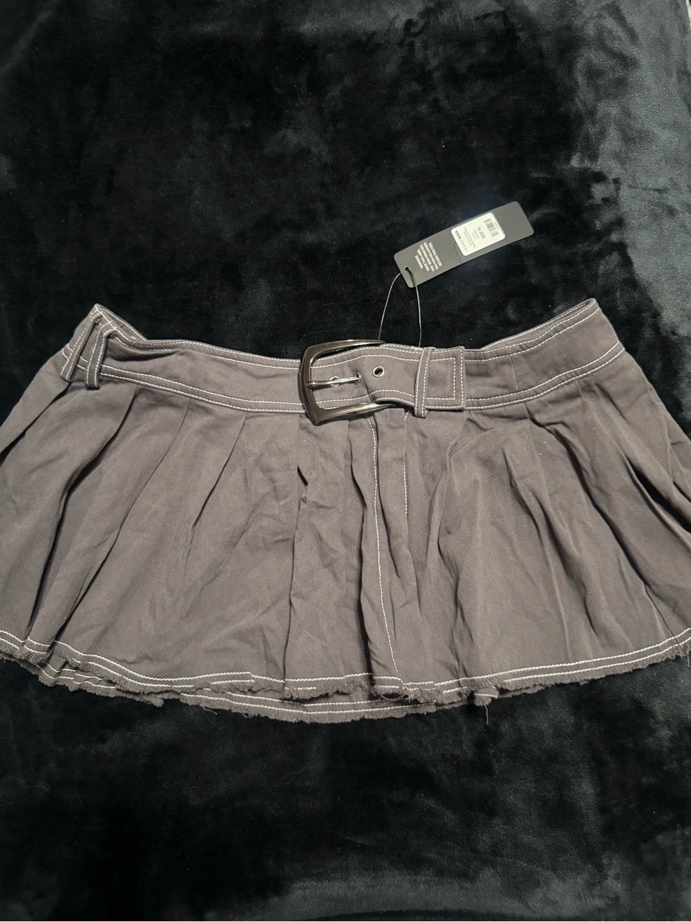 Fashion Nova Charcoal Pleated Mini Skirt with Belt